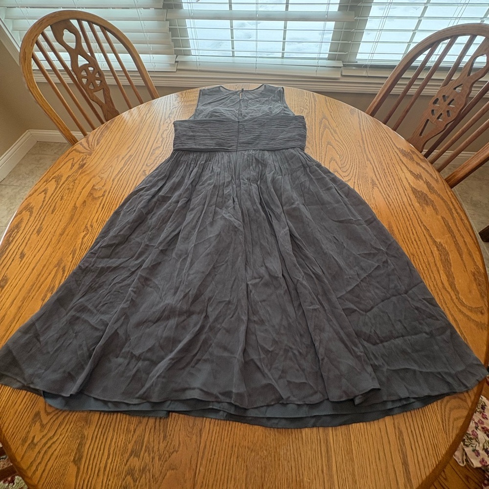 J. Crew Clara Silk Chiffon Coctail Party Dinner Dress in Gray - Picture 5 of 10